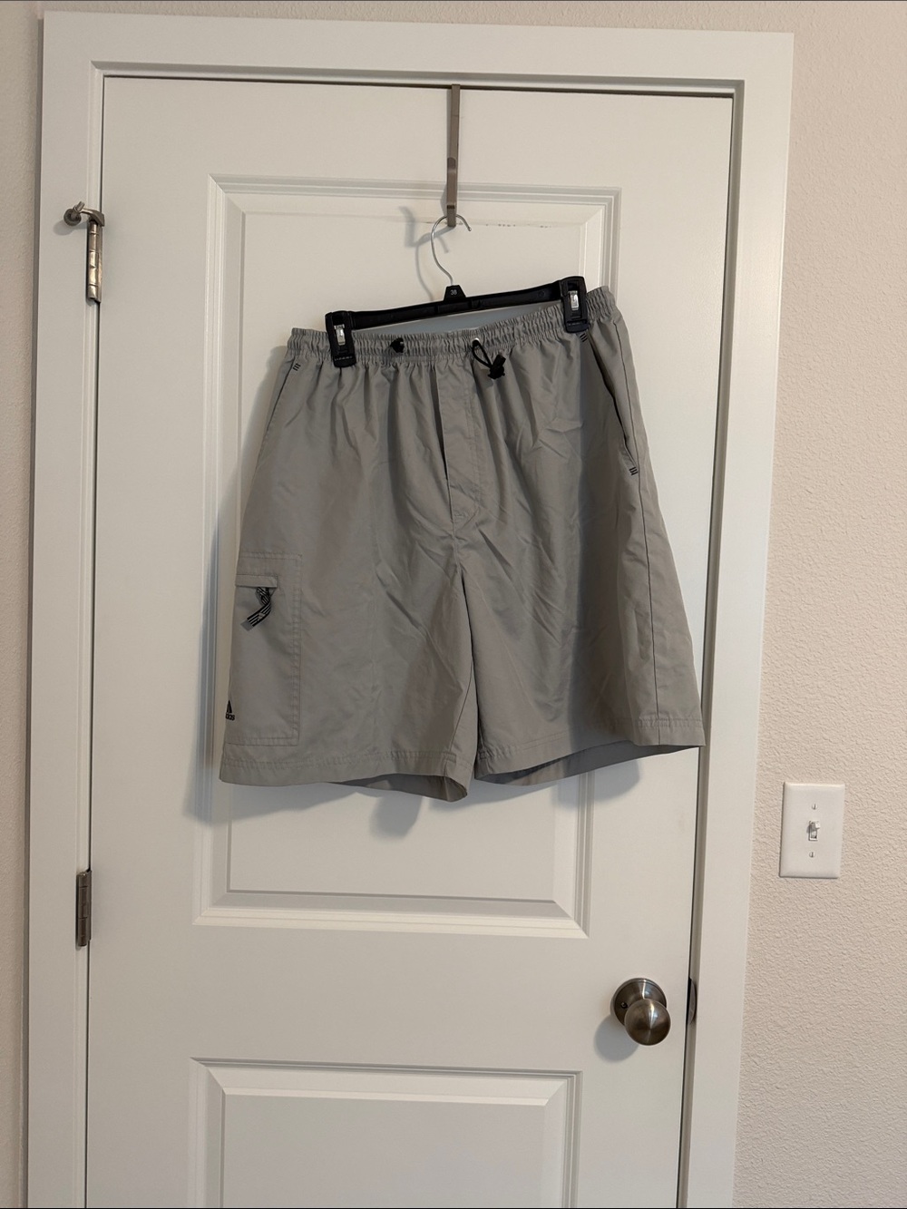 adidas Men's Light Gray Athletic Shorts with Drawstring